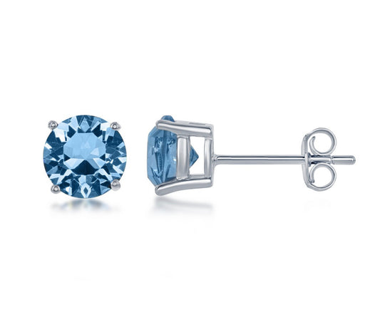 Aquamarine Sterling Silver 6MM Earrings